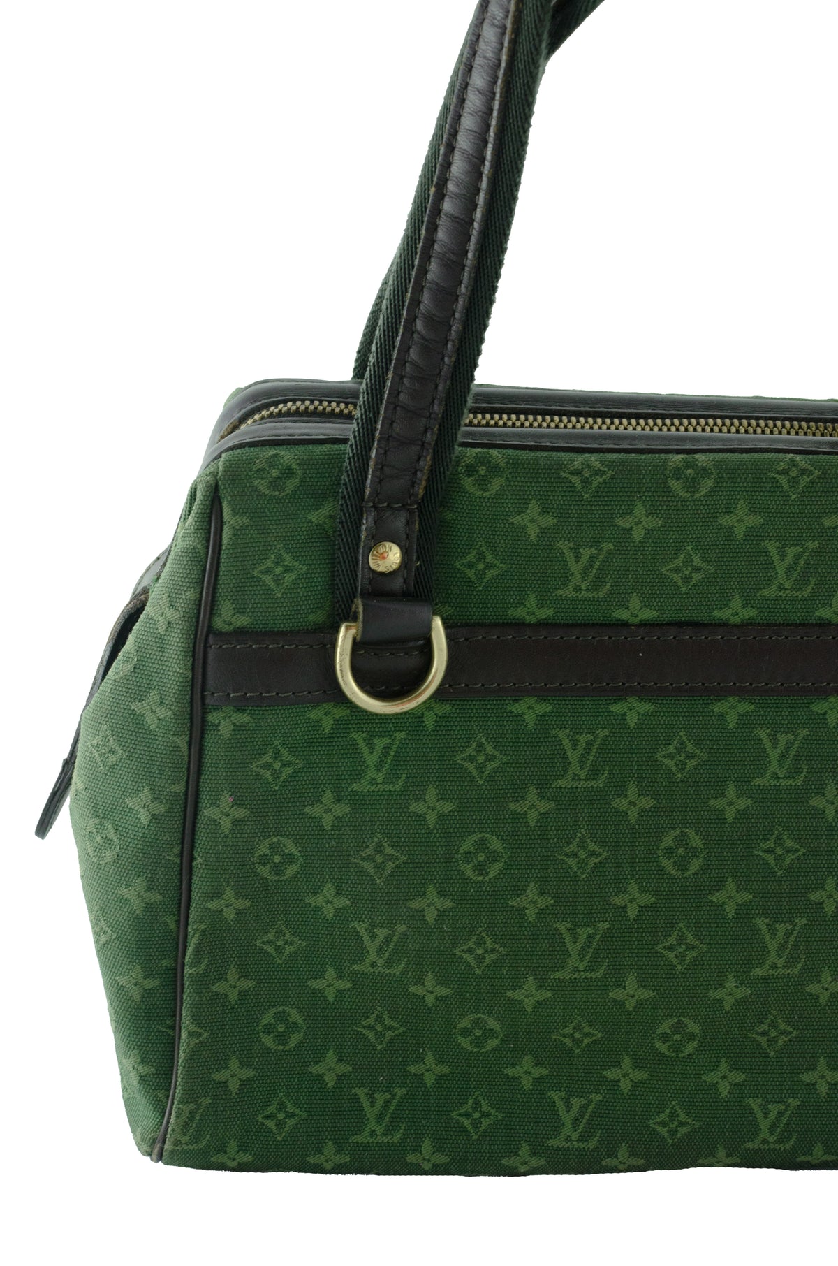 Rare Vintage Louis Vuitton Green Monogram Mini Lin Tote Bag