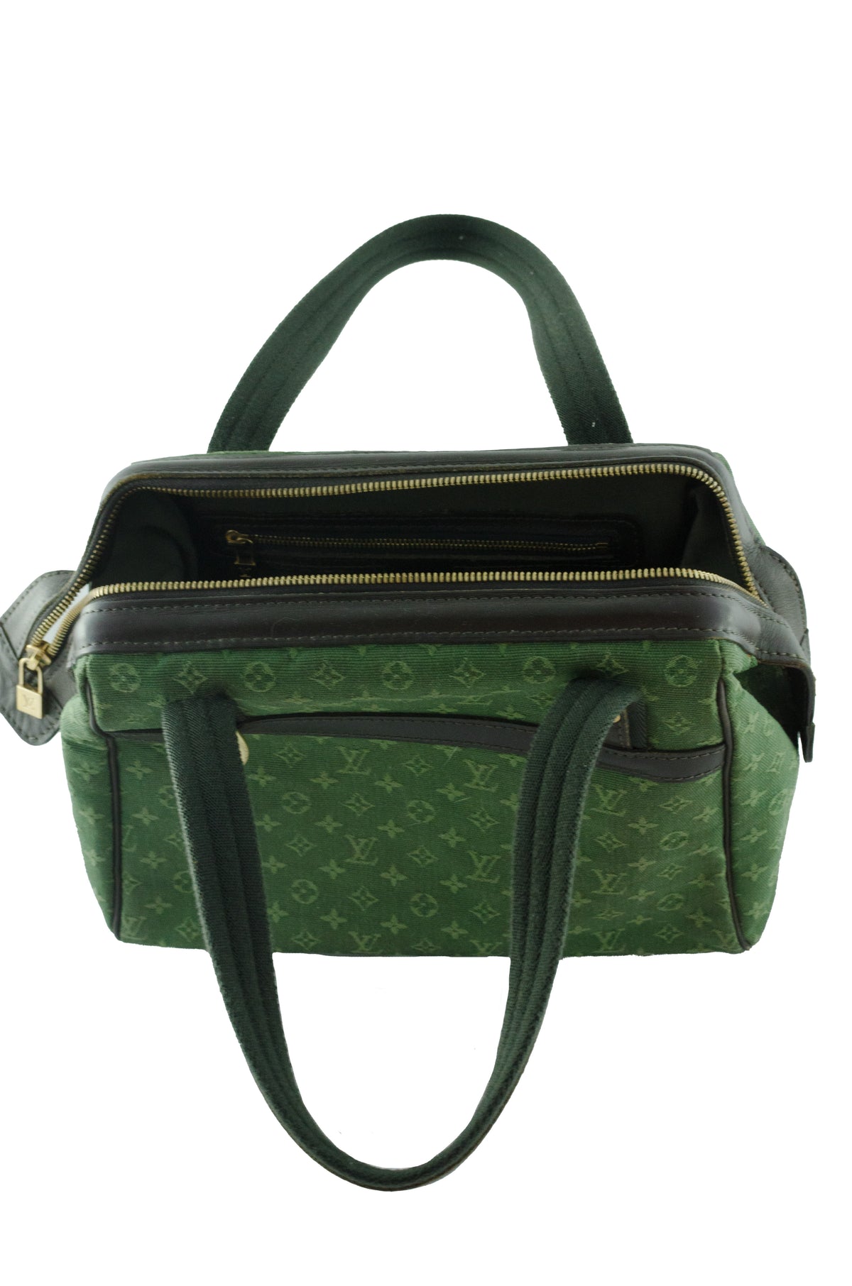 Rare Vintage Louis Vuitton Green Monogram Mini Lin Tote Bag