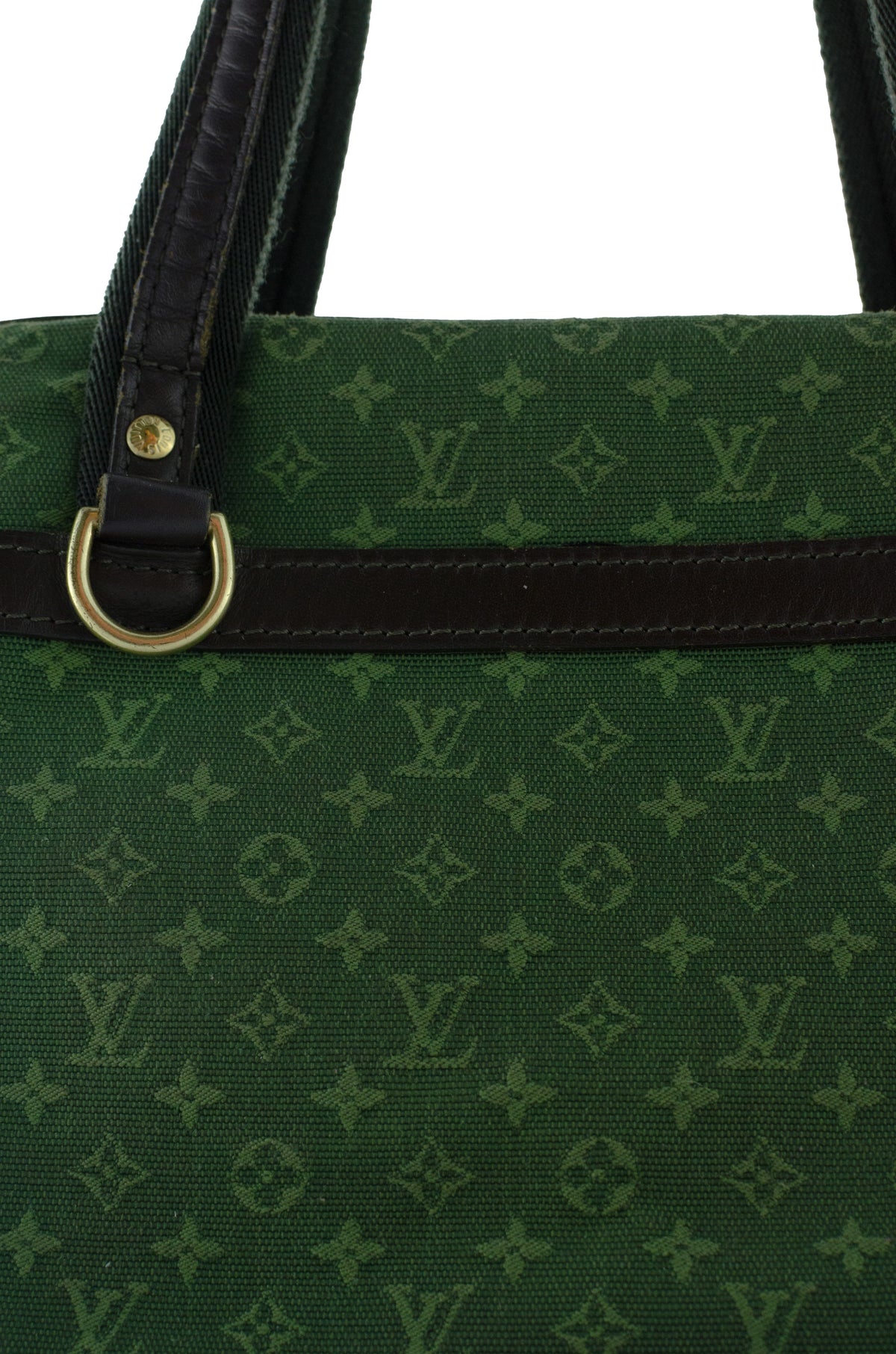 Rare Vintage Louis Vuitton Green Monogram Mini Lin Tote Bag