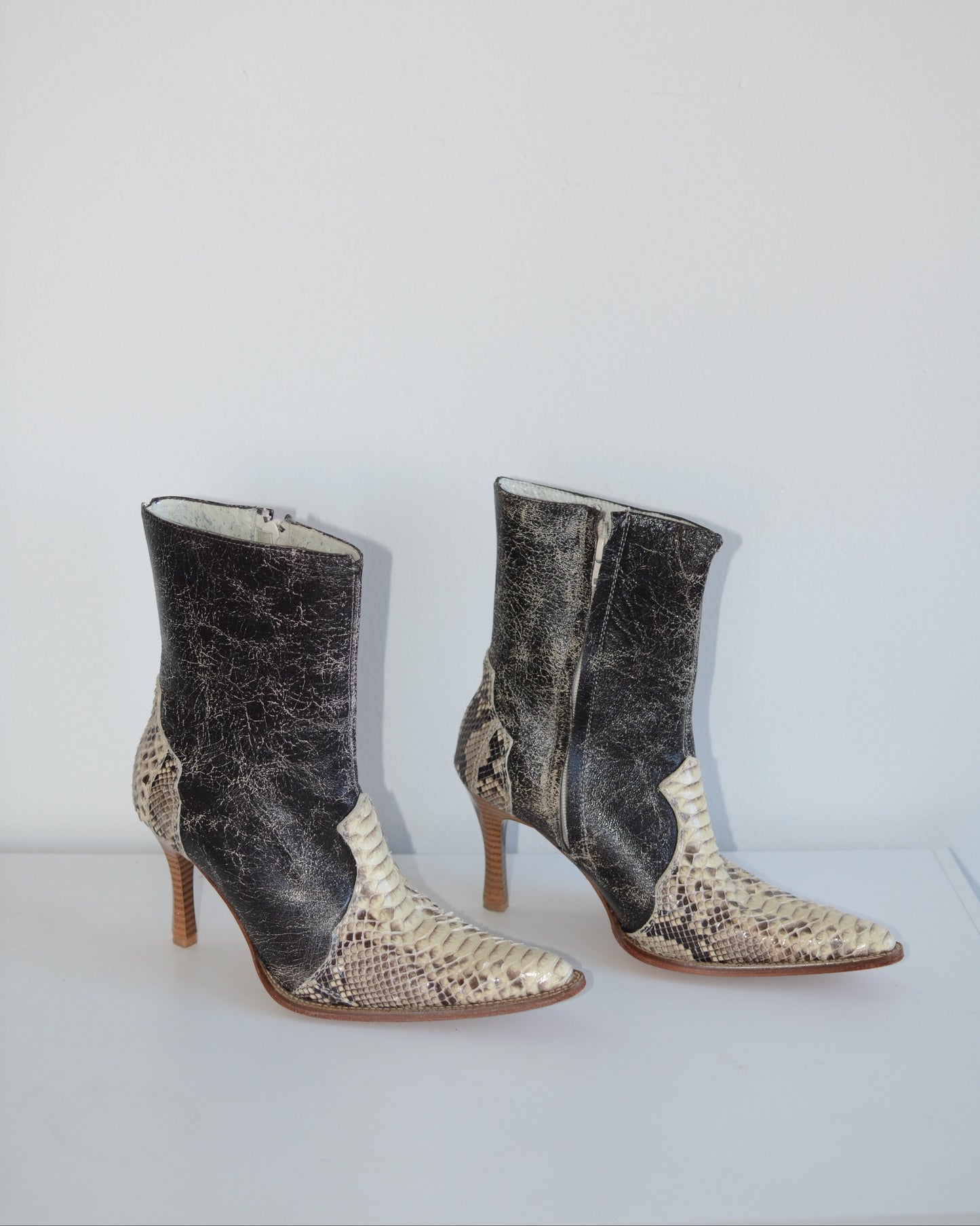 Vintage Animal Print Ankle Boots