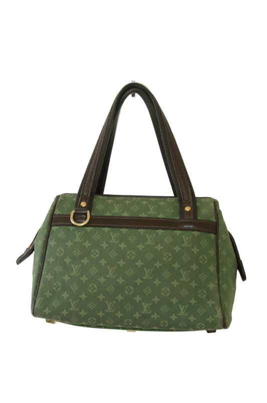 Rare Vintage Louis Vuitton Green Monogram Mini Lin Tote Bag
