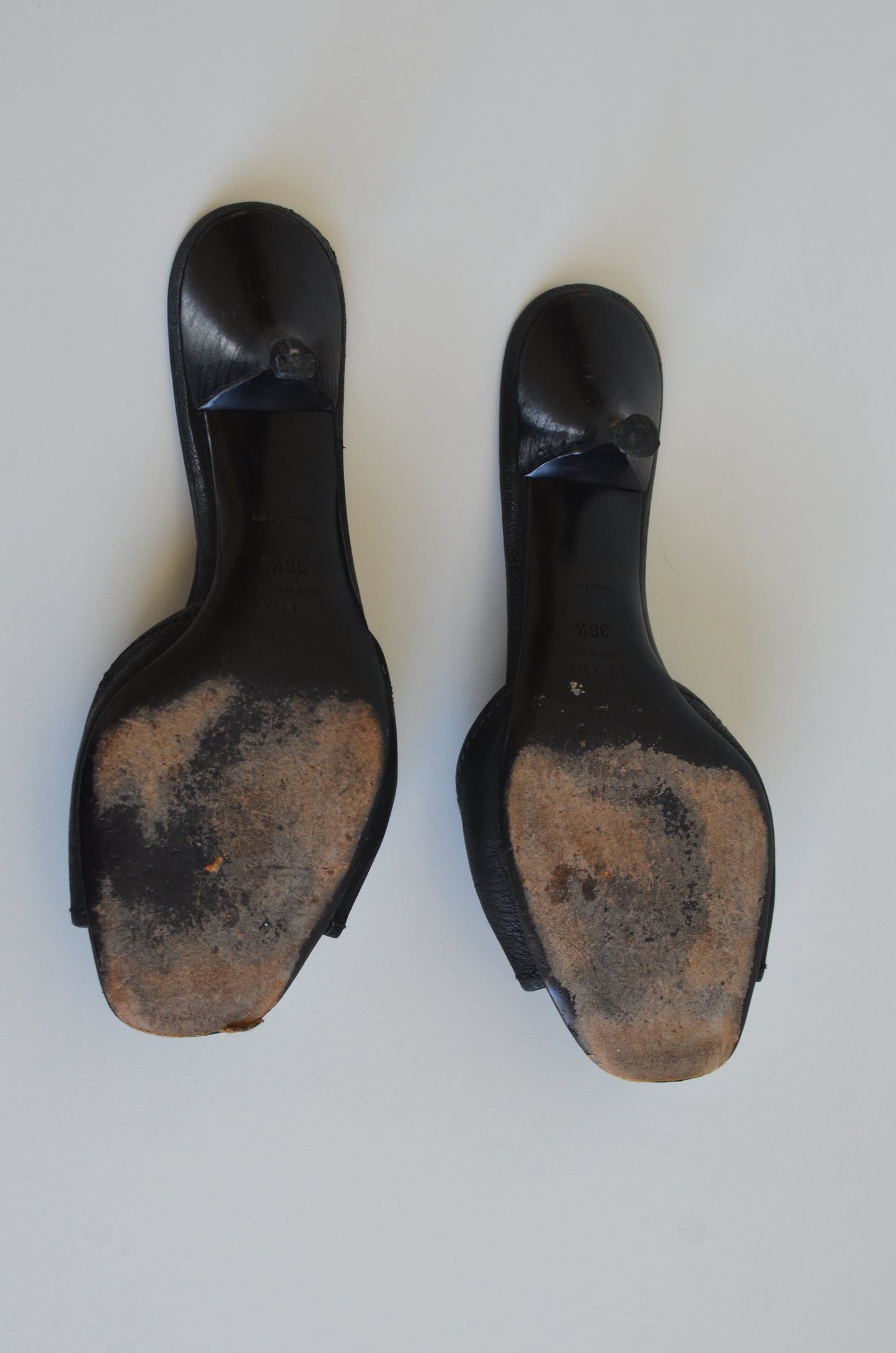Prada Gold Metal Snake Black Kitten Heels