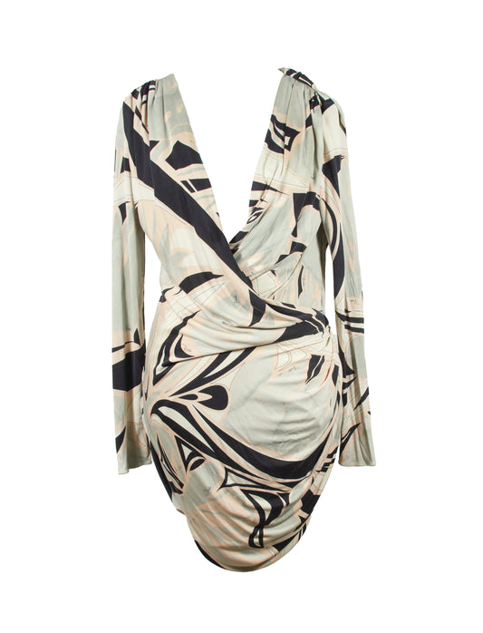 Emilio Pucci Long Sleeve Wrap Mini Dress
