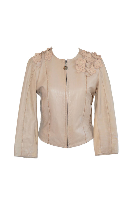 Class by Cavalli Tan Leather Jacket